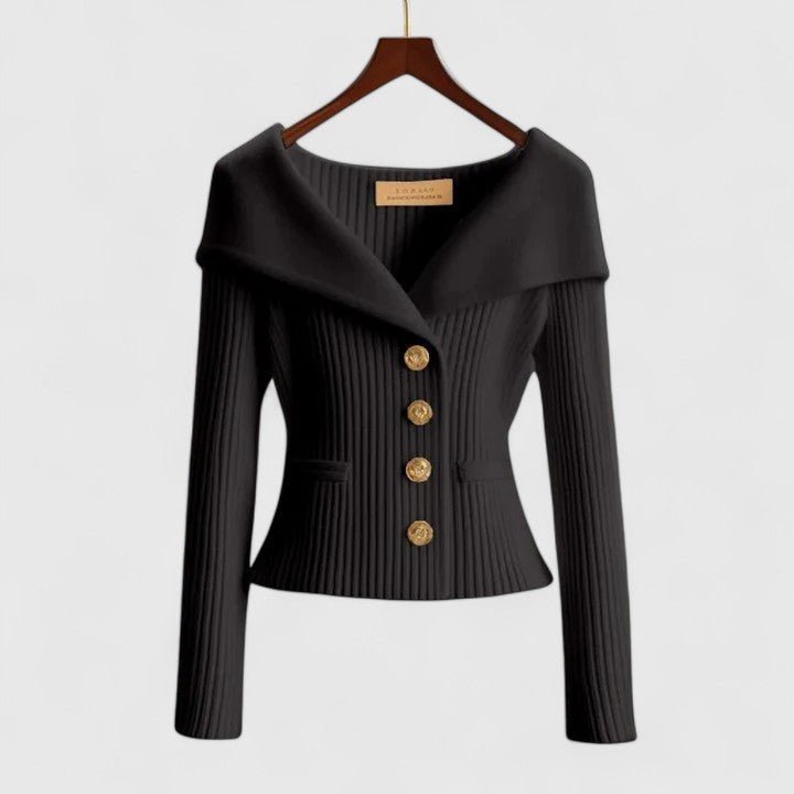 Women's Off - Shoulder Sweater – Slim Fit Ribbed Knit with Button Closure - We are MFEO