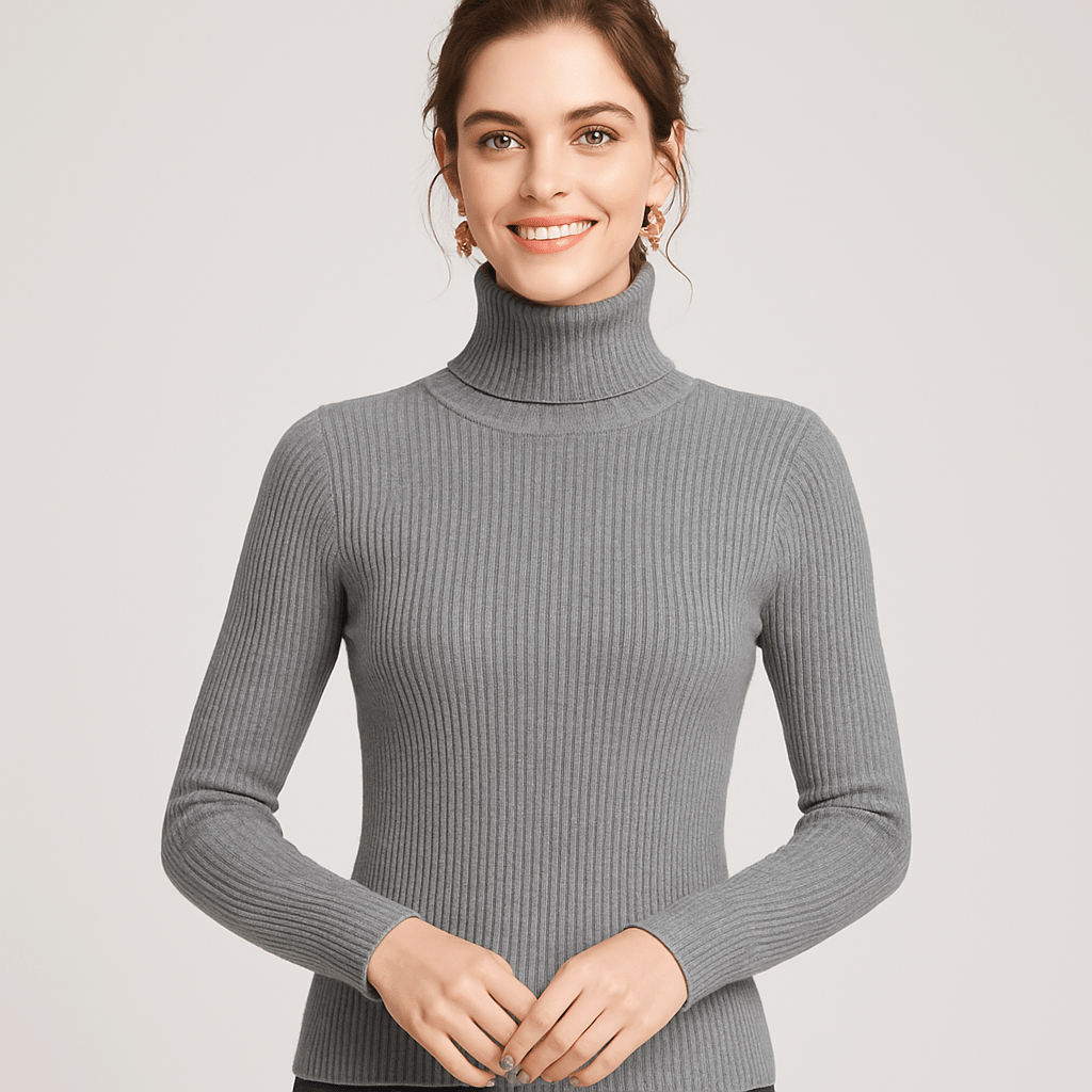 Women's Ribbed Turtleneck Sweater – Slim Fit for Autumn and Winter - We are MFEO