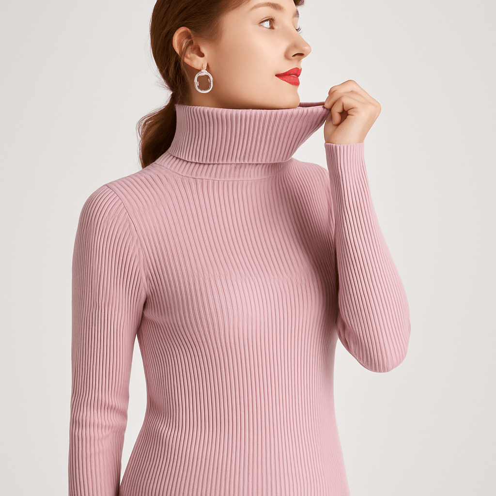 Women's Ribbed Turtleneck Sweater – Slim Fit for Autumn and Winter - We are MFEO