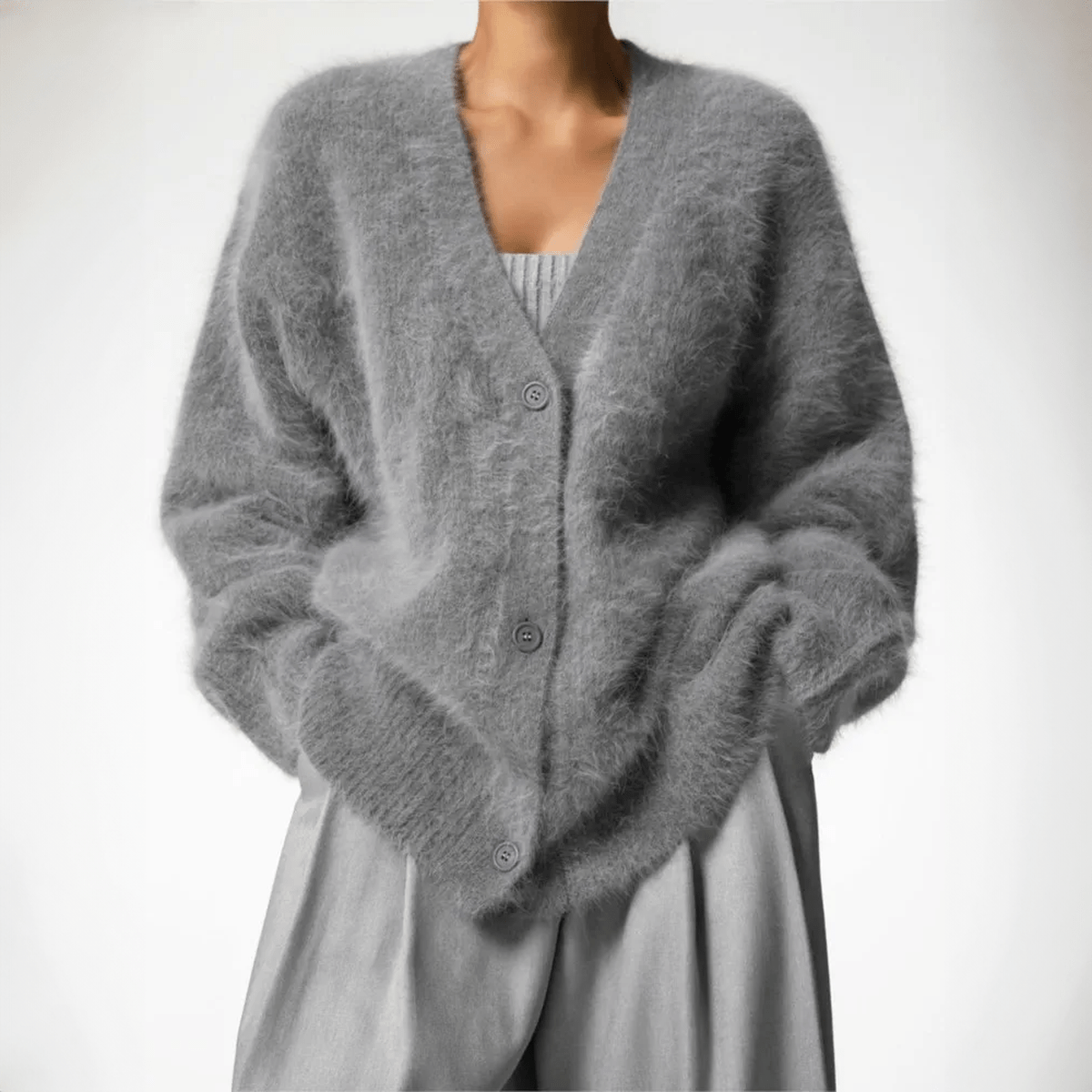 Black Oversized Deep V-Neck Cardigan for Women – Soft Knit, Relaxed Fit Layering Piece 5