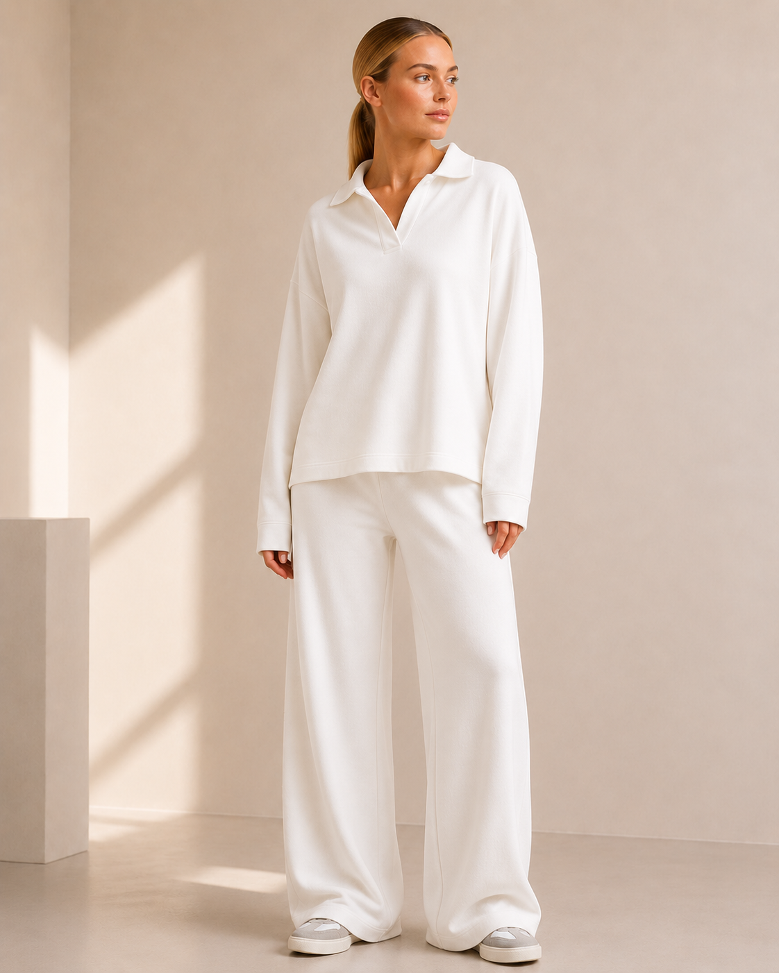 Co Ord Set Women - Polo Neck Sweater with Wide Leg Pants for Casual Wear 4