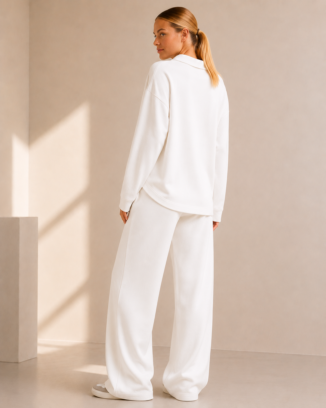 Co Ord Set Women - Polo Neck Sweater with Wide Leg Pants for Casual Wear 8