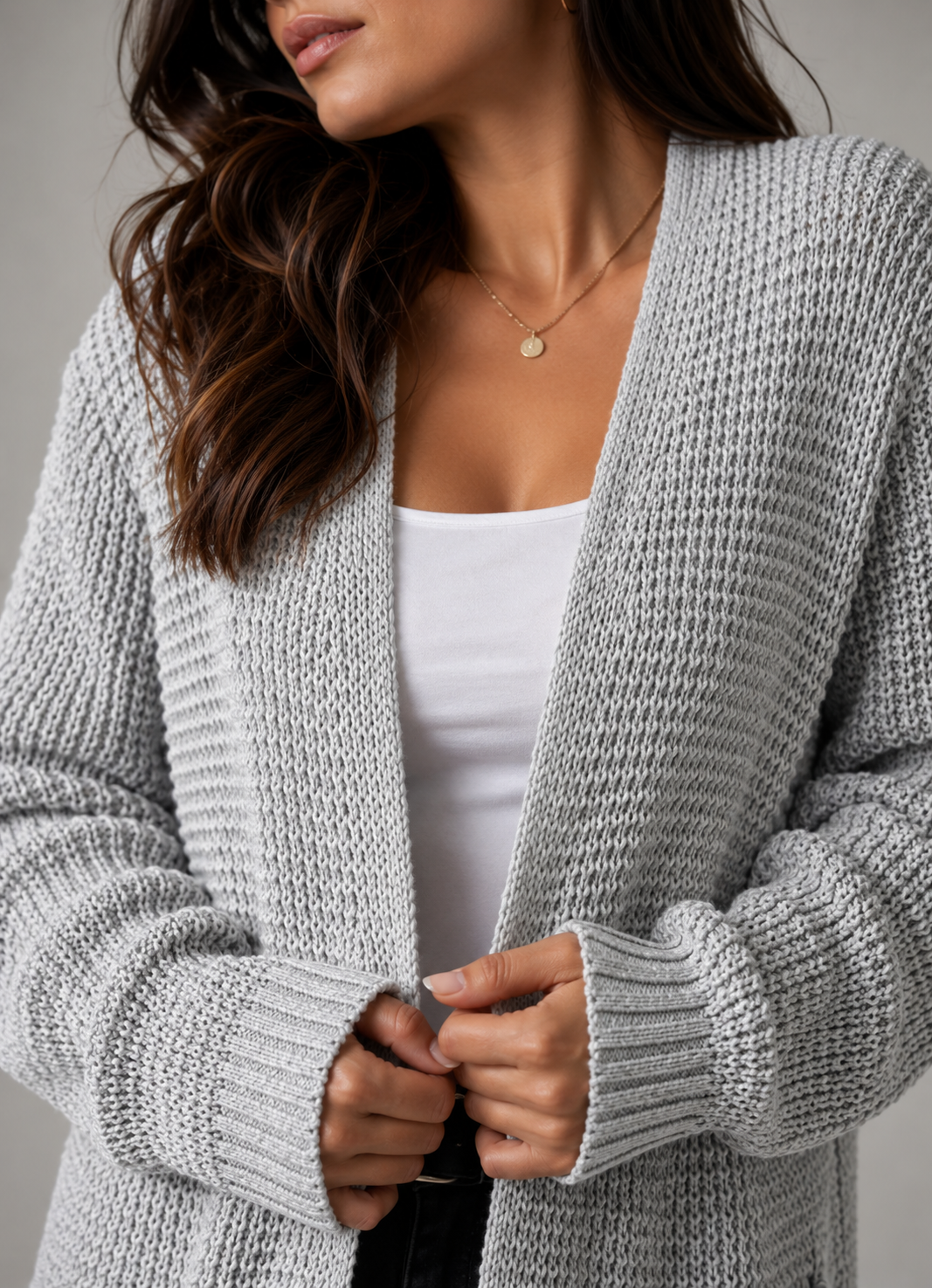 Long Black Cardigan for Women – Longline Open Front with Textured Knit and Pockets 3