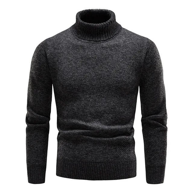 Men's Black Turtleneck Jumper – Slim Fit Knitwear for Casual Wear 0
