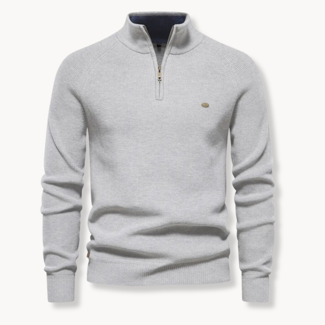 Men's Half-Zip Jumper – Slim Fit Knitted Knitwear with Stand Collar for Casual Wear 4
