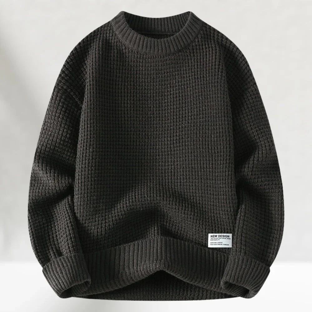 Men's Jumper – Textured Knit Crew Neck Sweater for Casual Wear 1