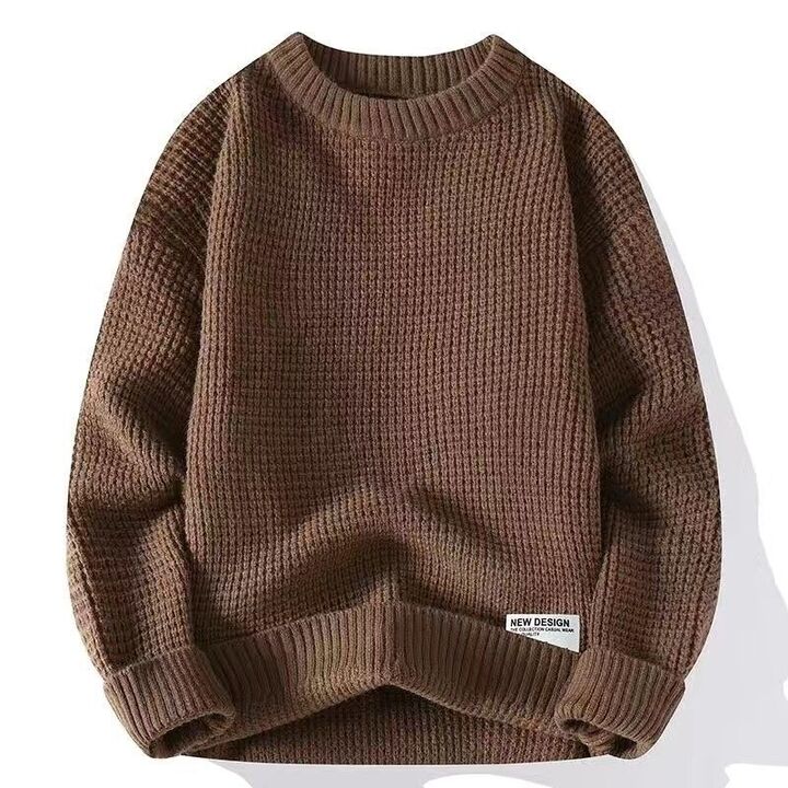 Men's Jumper – Textured Knit Crew Neck Sweater for Casual Wear 3