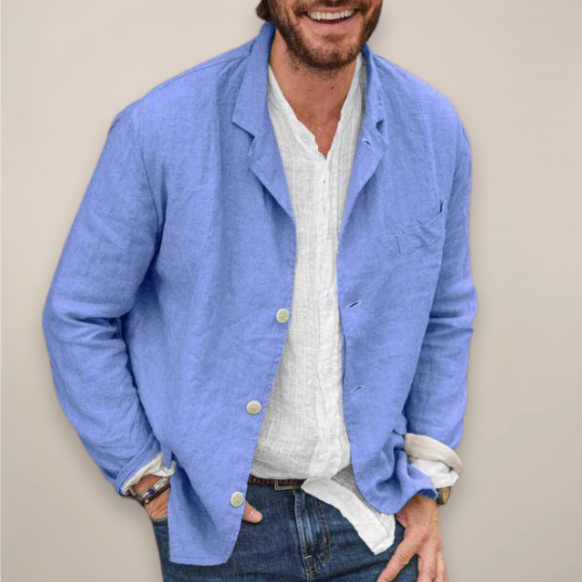 Men's Linen Blazer Jacket – Breathable Relaxed Fit for Casual Spring and Summer Outings 2
