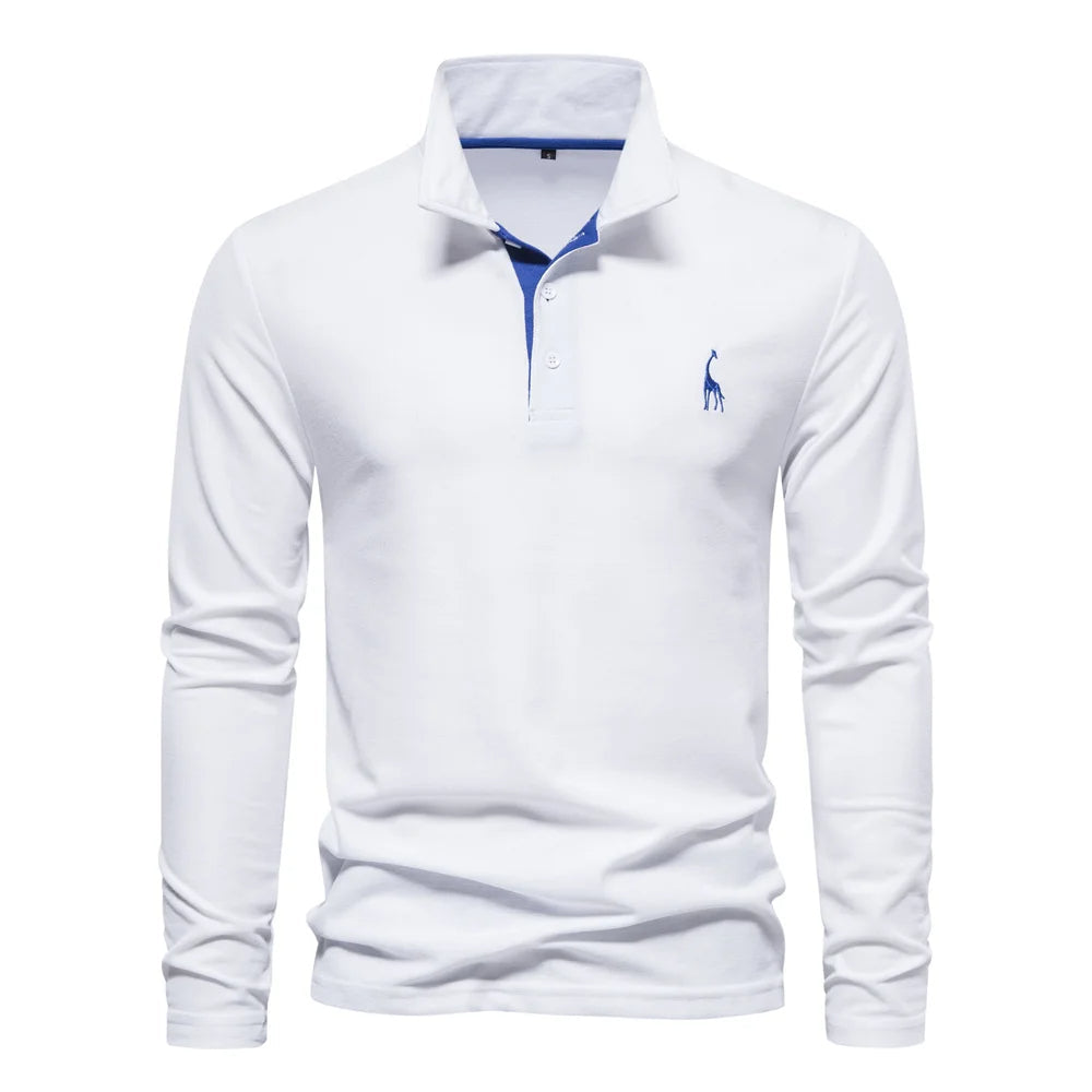 Men's Long Sleeve Polo Shirt – Structured Collar with Button Placket, Soft Cotton Blend 1