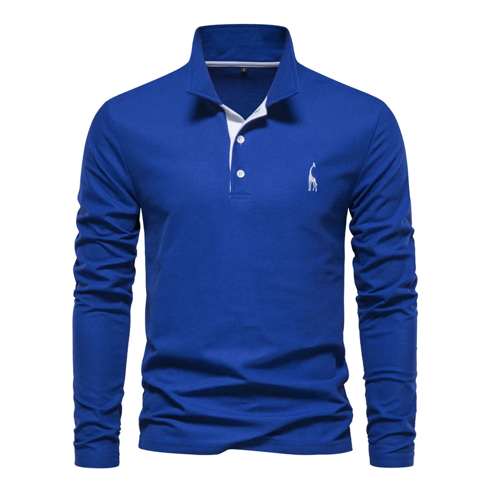 Men's Long Sleeve Polo Shirt – Structured Collar with Button Placket, Soft Cotton Blend 3