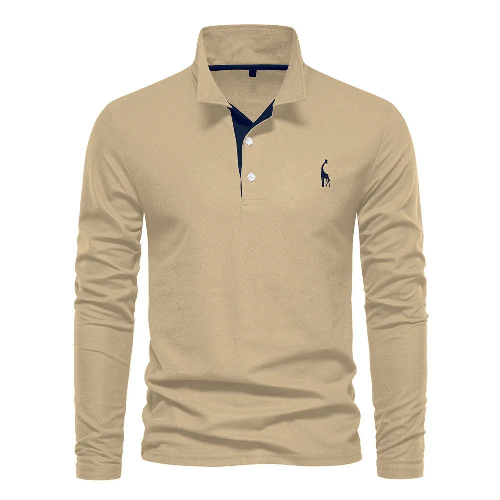 Men's Long Sleeve Polo Shirt – Structured Collar with Button Placket, Soft Cotton Blend 5