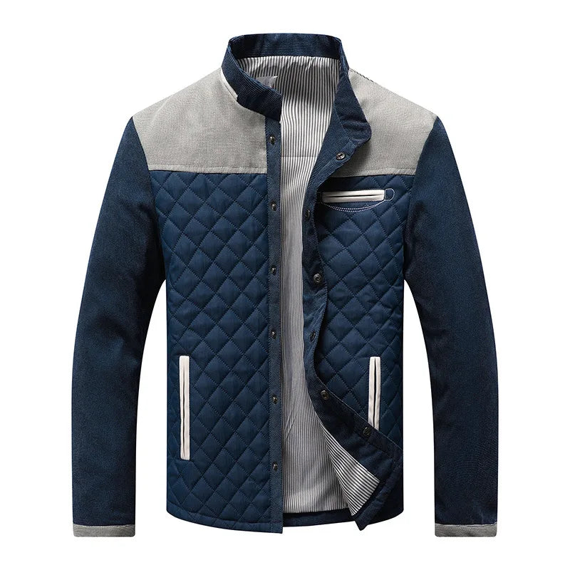 Men's Quilted Jacket for Winter – Suede Shoulder Panels, Smart Casual Style 2