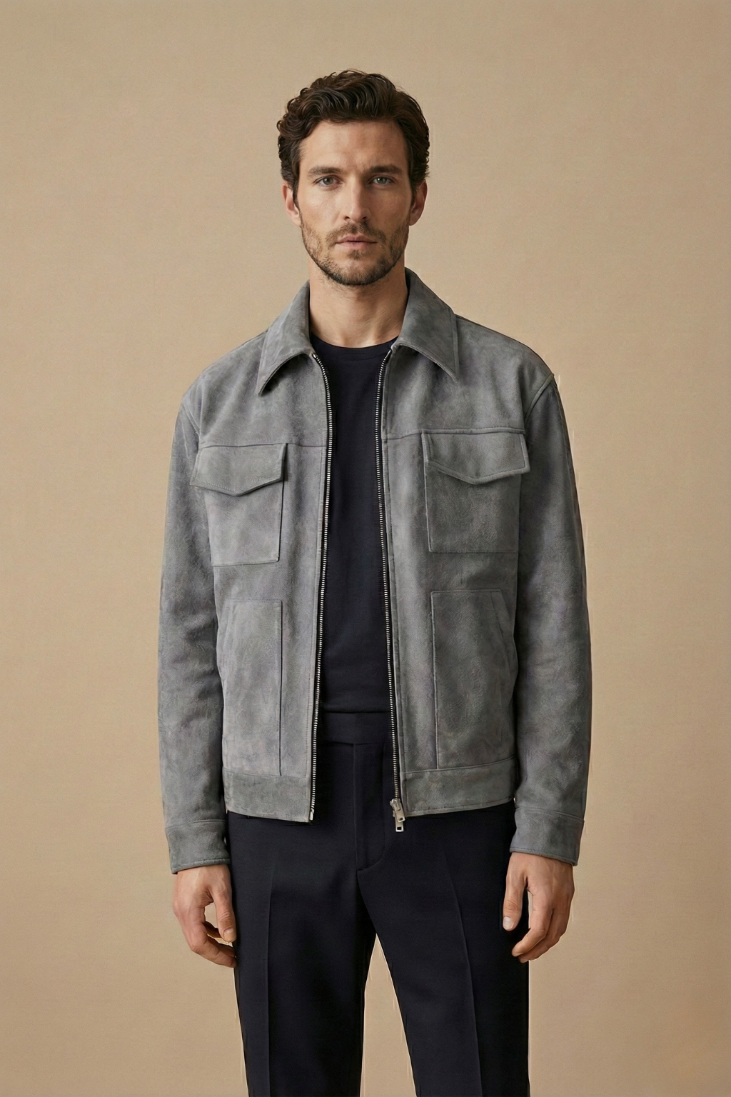 Men's Zip Jacket with Utility Pockets – Relaxed Fit for Everyday Casual Wear 1