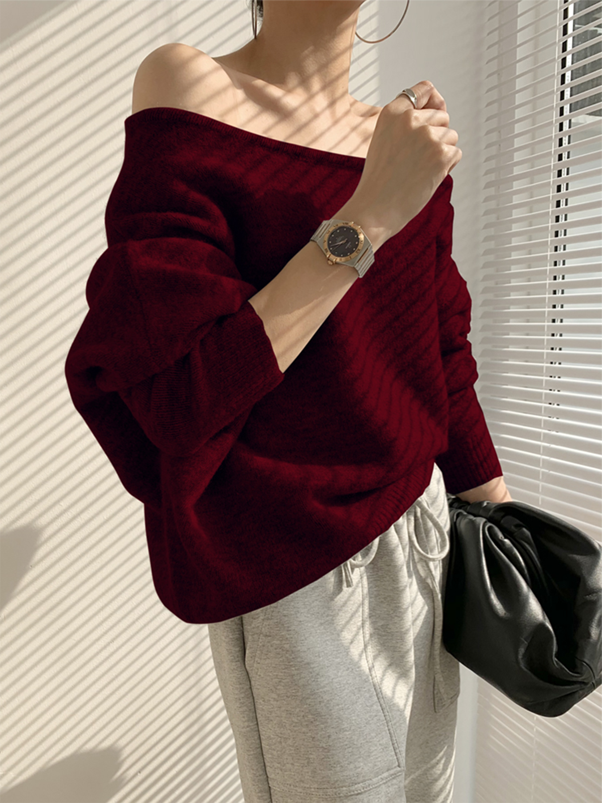 One Shoulder Asymmetric Knit Sweater – Long Sleeve, Comfortable Fit for Casual Wear 6