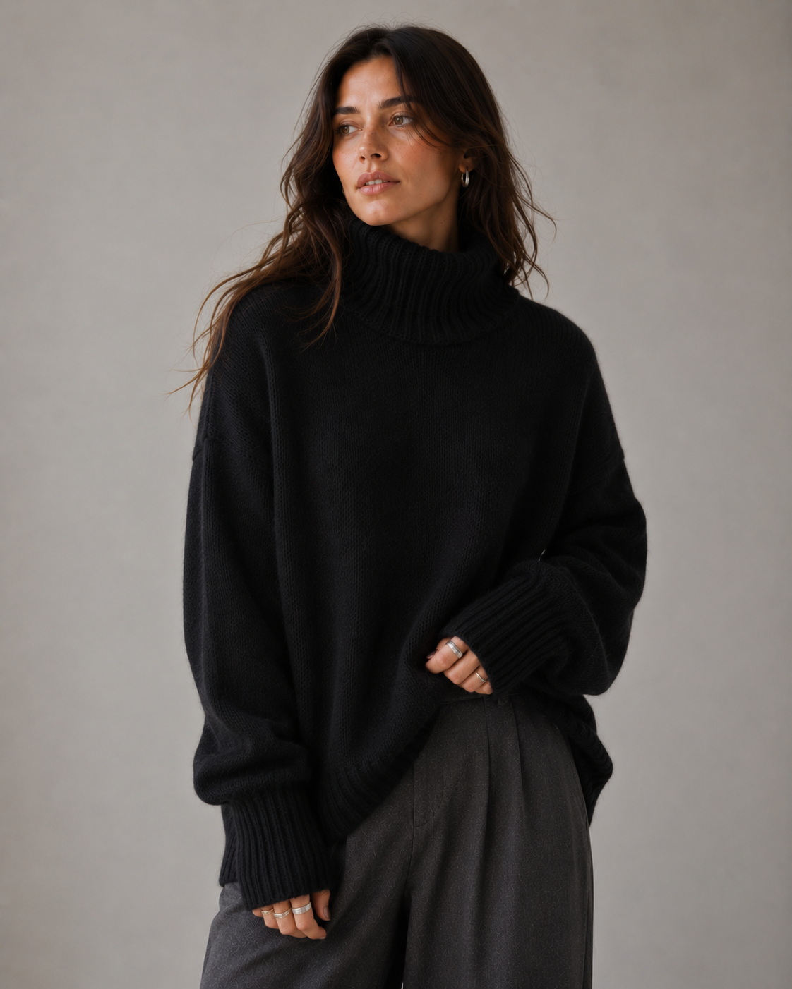 Oversized Turtleneck Sweater – 100% Cashmere for Autumn and Winter 2