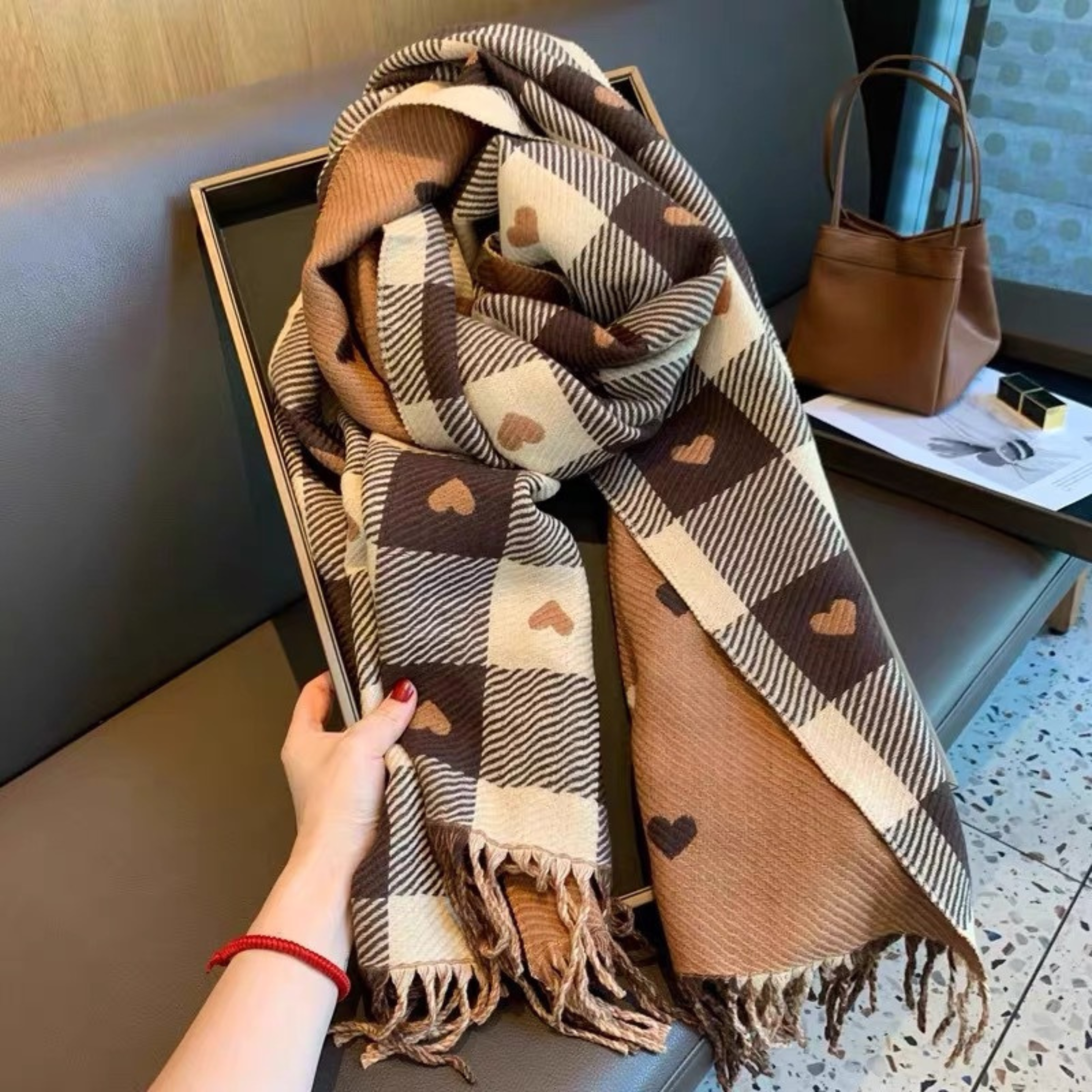 Reversible Plaid Scarf with Tassels - Cozy Double-Sided Accessory for Cold Weather 4