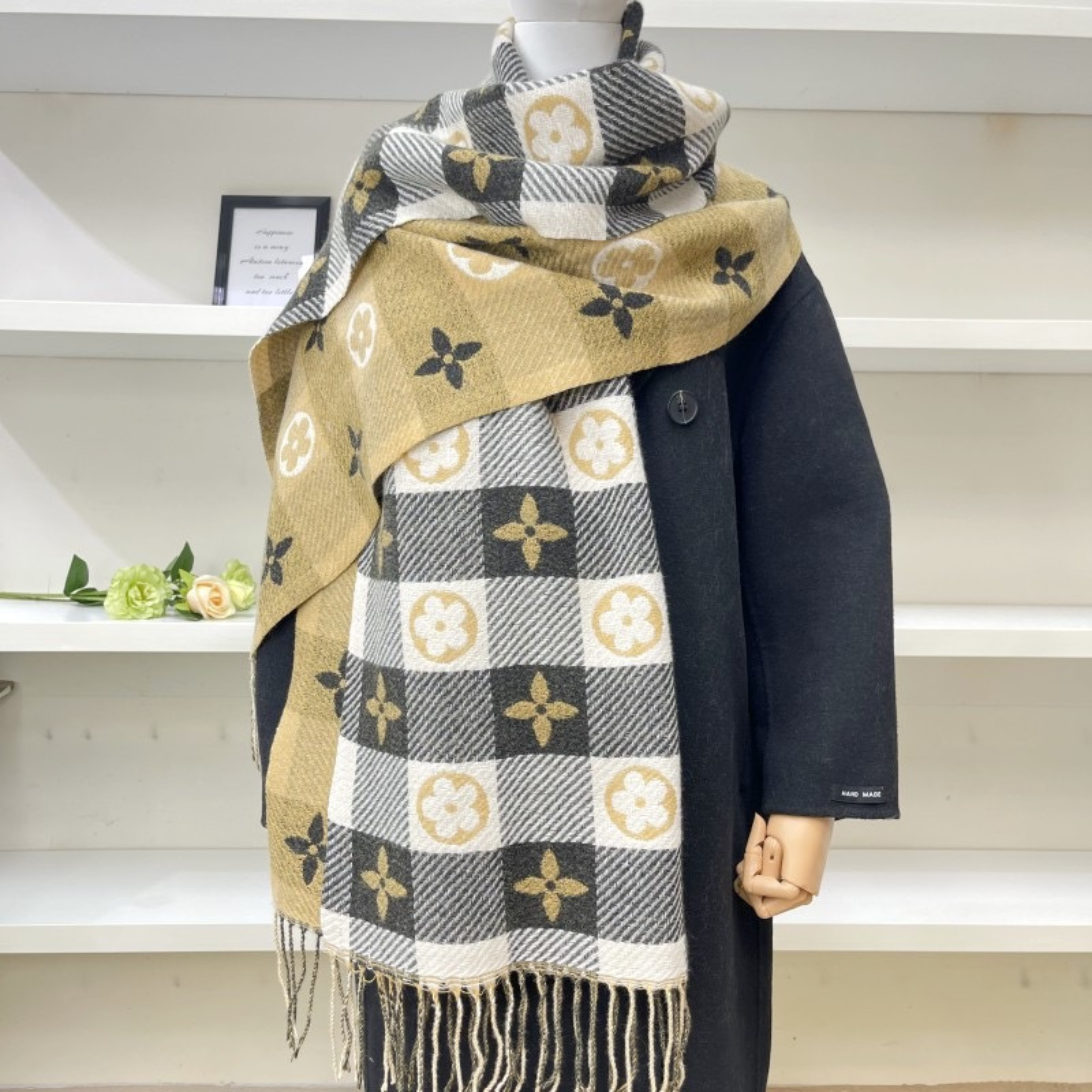 Reversible Plaid Scarf with Tassels - Cozy Double-Sided Accessory for Cold Weather 8
