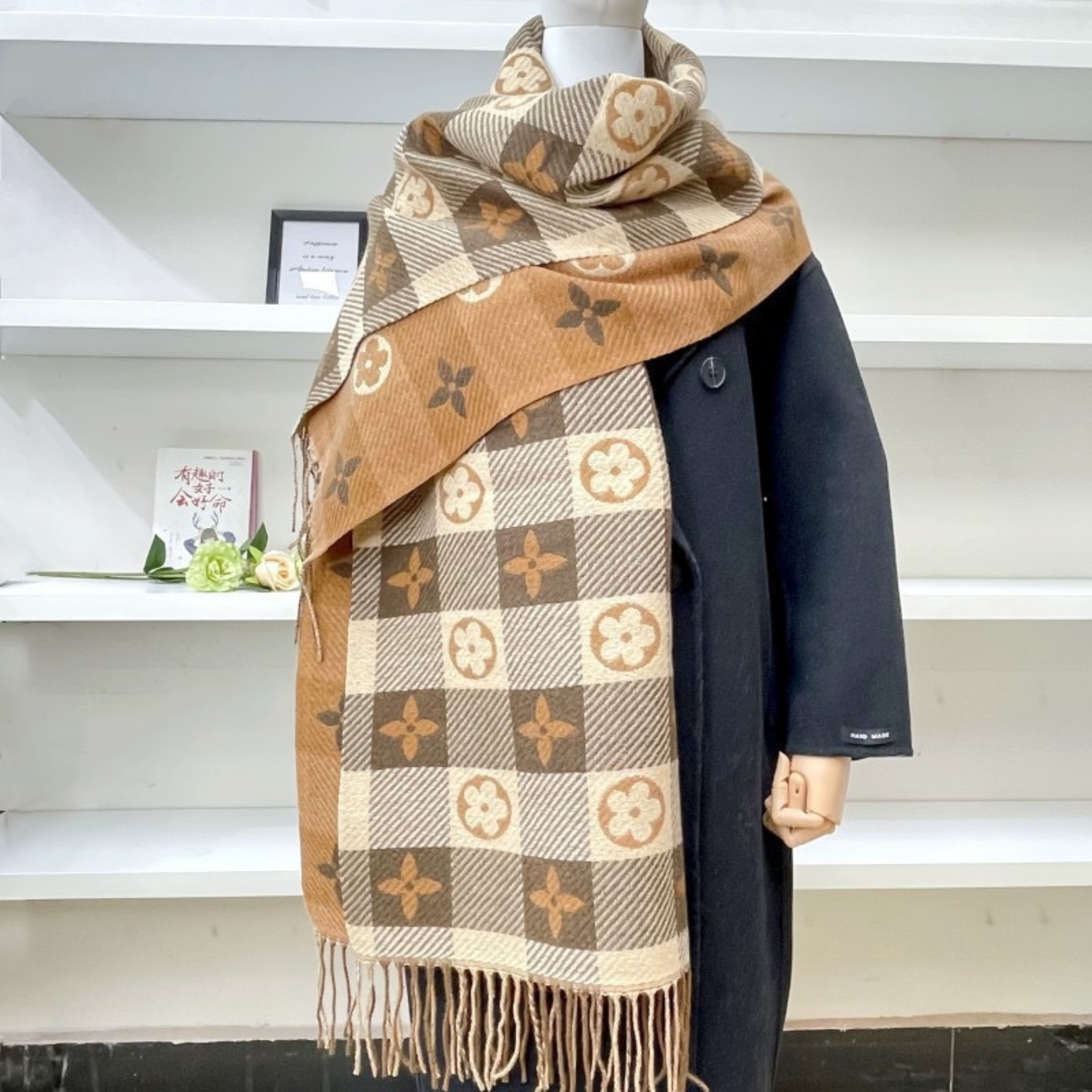 Reversible Plaid Scarf with Tassels - Cozy Double-Sided Accessory for Cold Weather 9