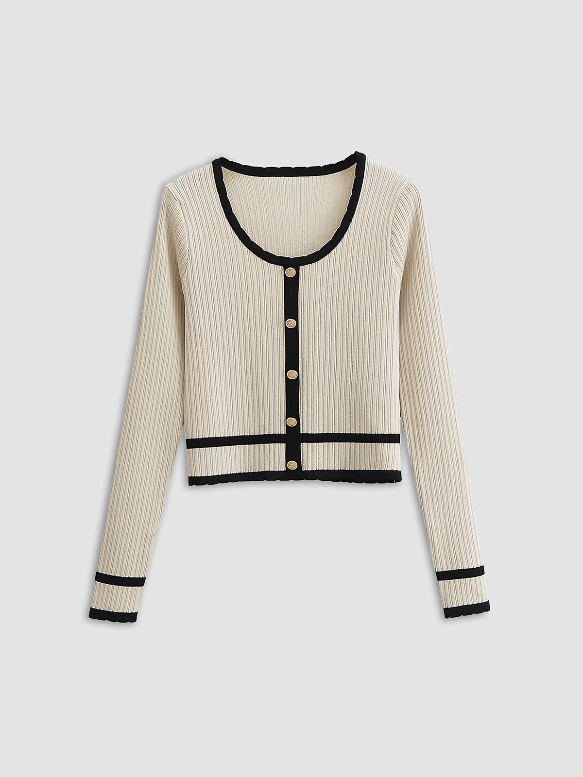 Slim Fit Vintage Cardigan for Layering – 100% Polyester Knit with Contrast Detailing 3