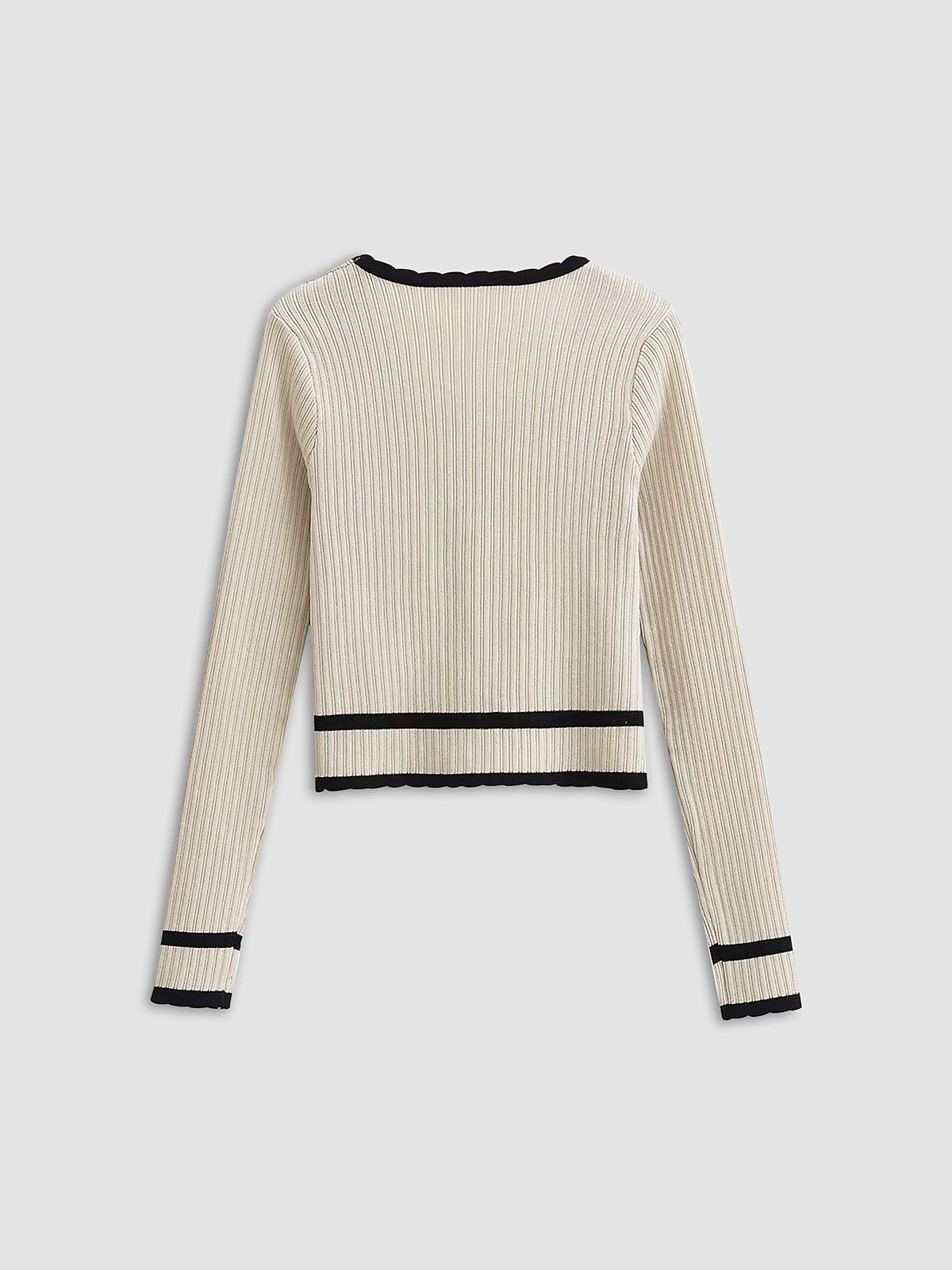 Slim Fit Vintage Cardigan for Layering – 100% Polyester Knit with Contrast Detailing 5