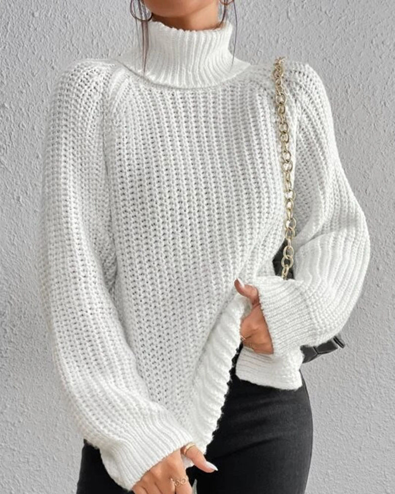 Women's Chunky Knit Turtleneck Jumper – Relaxed Fit, Ribbed Cuffs for Winter Style 0