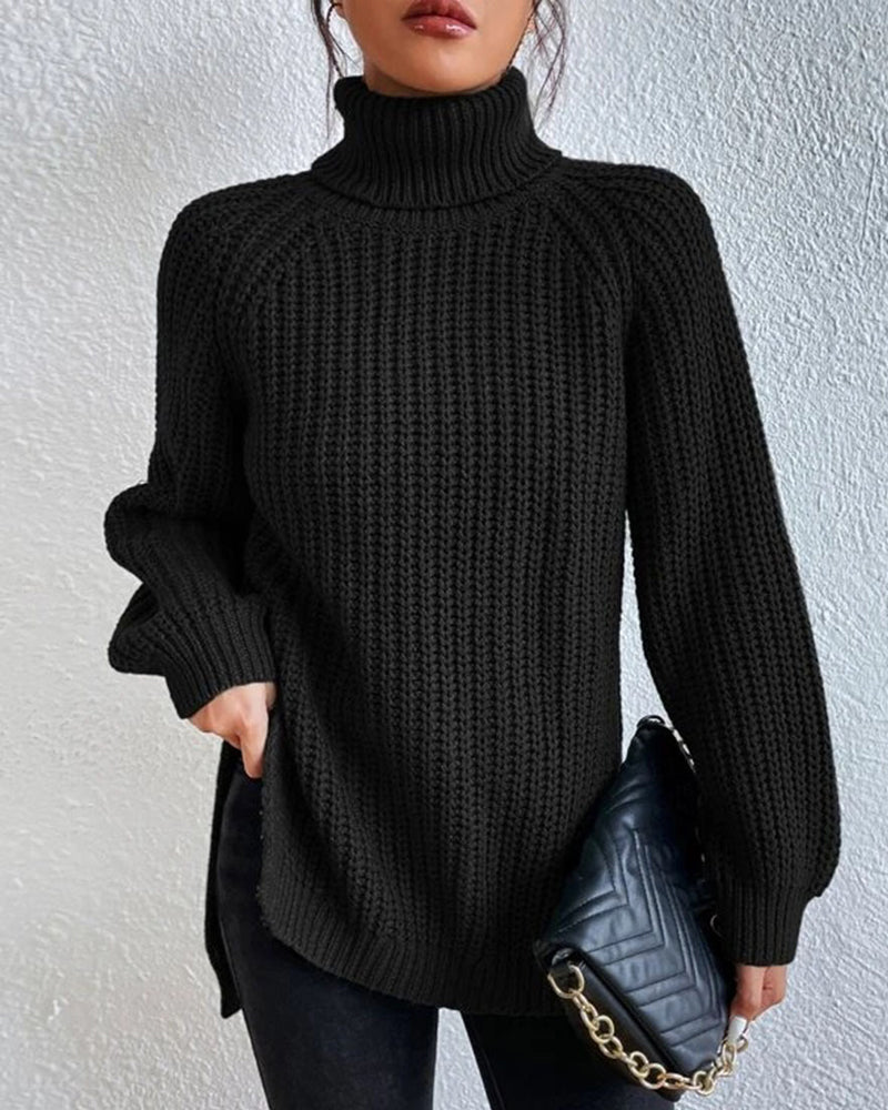 Women's Chunky Knit Turtleneck Jumper – Relaxed Fit, Ribbed Cuffs for Winter Style 3