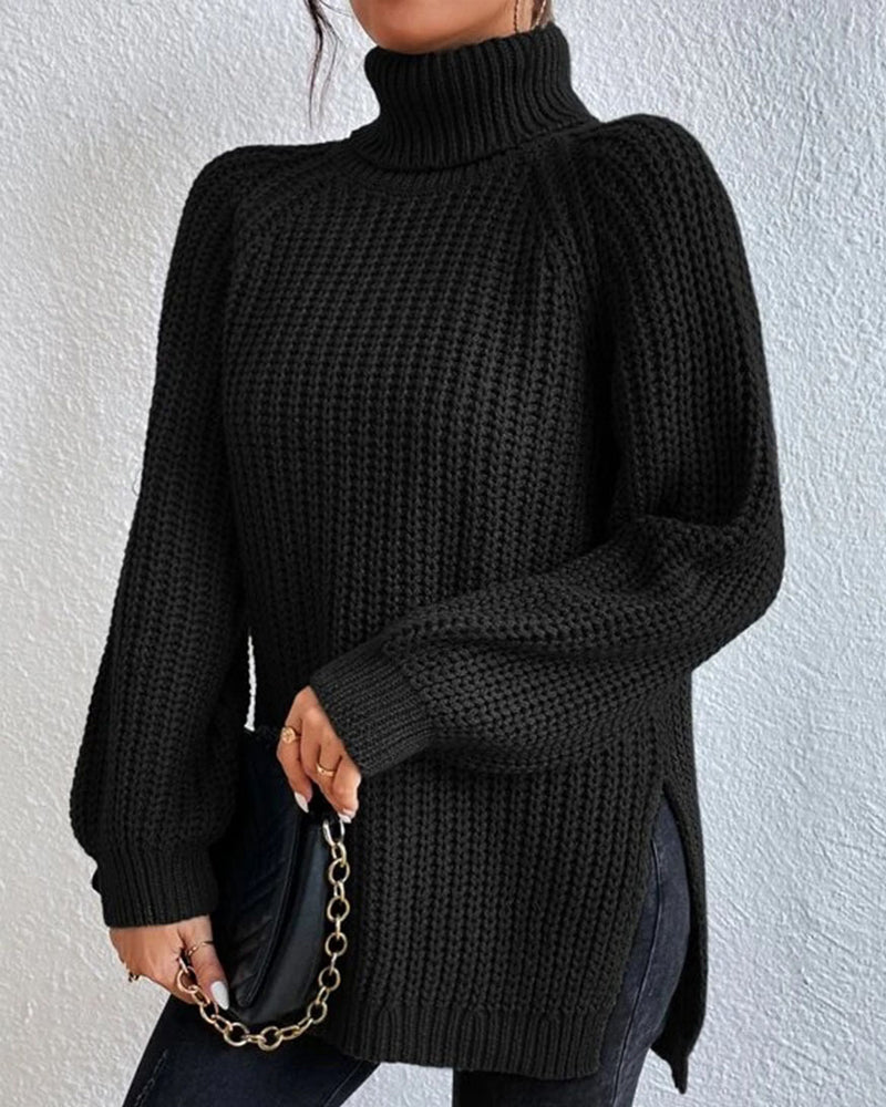 Women's Chunky Knit Turtleneck Jumper – Relaxed Fit, Ribbed Cuffs for Winter Style 4