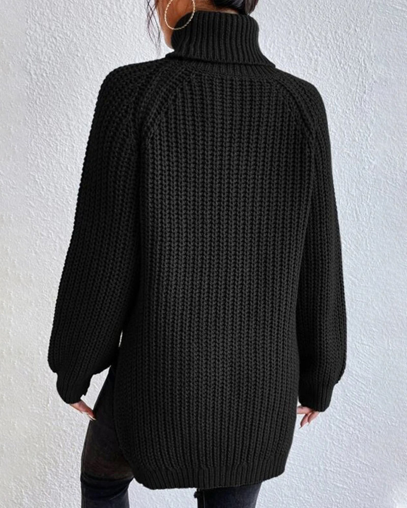 Women's Chunky Knit Turtleneck Jumper – Relaxed Fit, Ribbed Cuffs for Winter Style 5