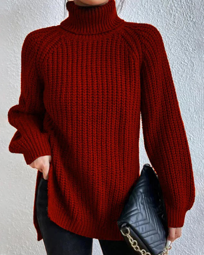 Women's Chunky Knit Turtleneck Jumper – Relaxed Fit, Ribbed Cuffs for Winter Style 6