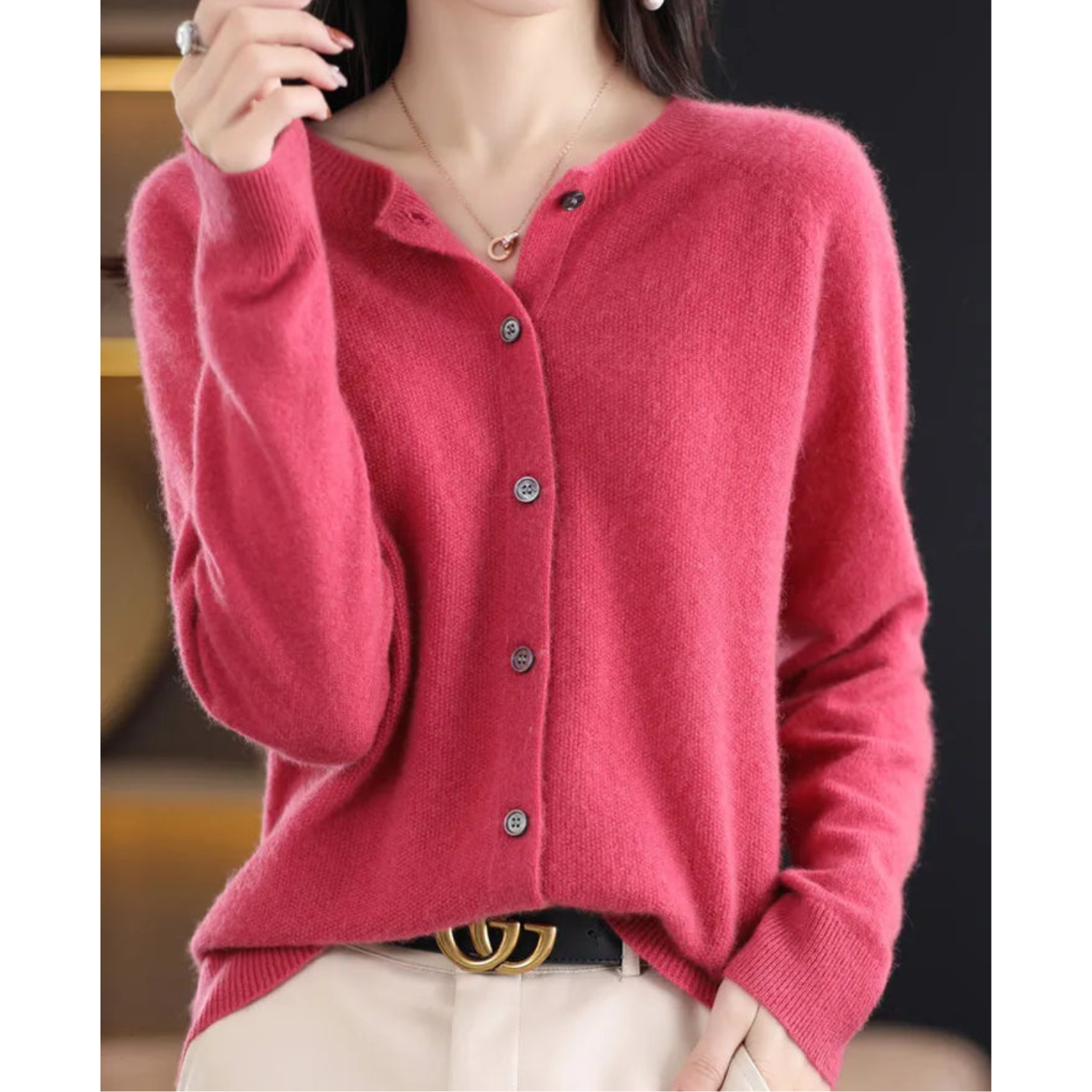 Women's Long Cardigan with Button Closure – Relaxed Fit, Soft Knit for Everyday Wear 0