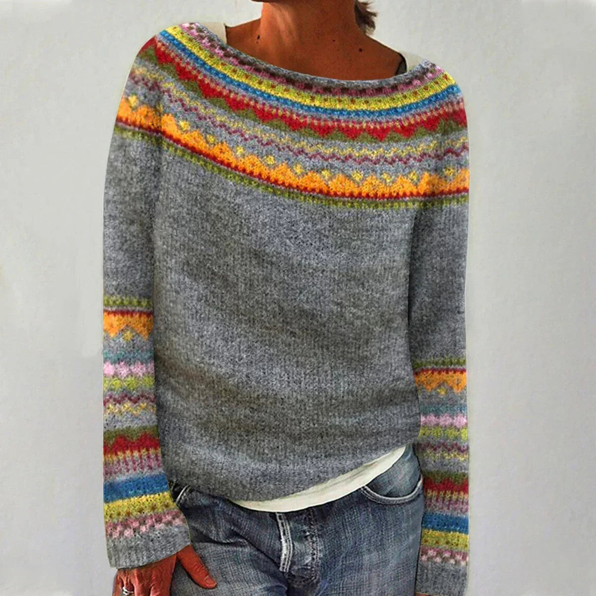 Women's Nordic-Inspired Sweater – Cozy Relaxed Fit for Winter Fashion 0