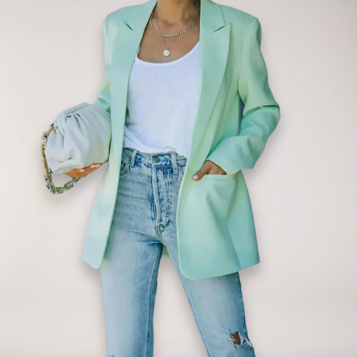 Women's Oversized Blazer – Single-Breasted Notched Lapel Jacket for Versatile Styling 2