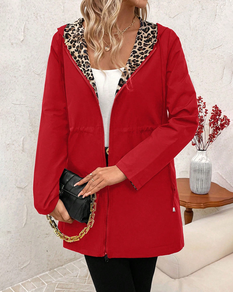 Women's Reversible Coat – Leopard Print and Neutral for Versatile Styling 8