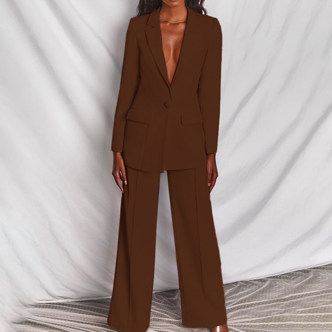 Women's Suit Blazer and Trousers Set – Tailored Fit for Business and Evening Wear 8