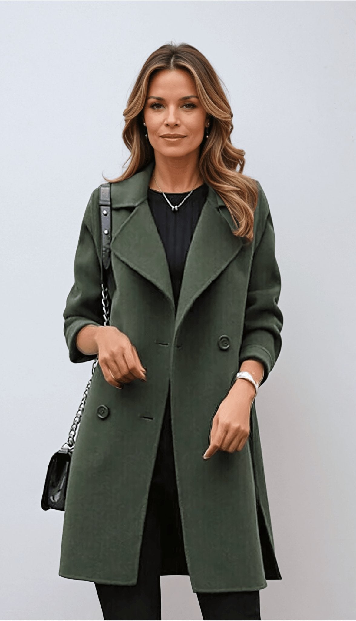 Women's Trench Coat – Double Breasted Mid-Length for Winter Styling 1