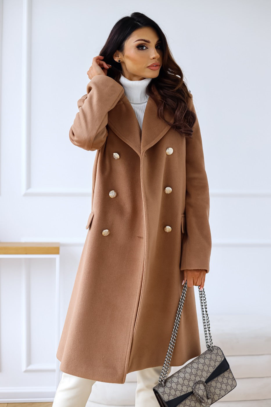 Women's Trench Coat – Long Double-Breasted Winter Outerwear with Pockets 4