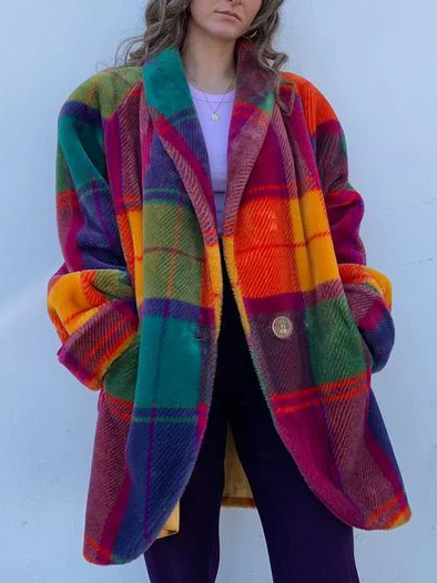 Women's Wool Coat for Winter – Oversized Plaid Design for Warmth and Versatile Style 0