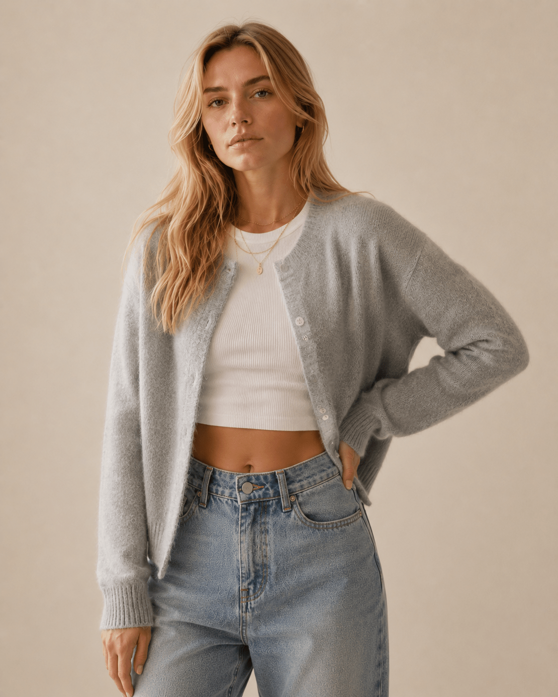 Cardigan for Women – Ribbed Knit with Button Front and Crew Neck - We are MFEO