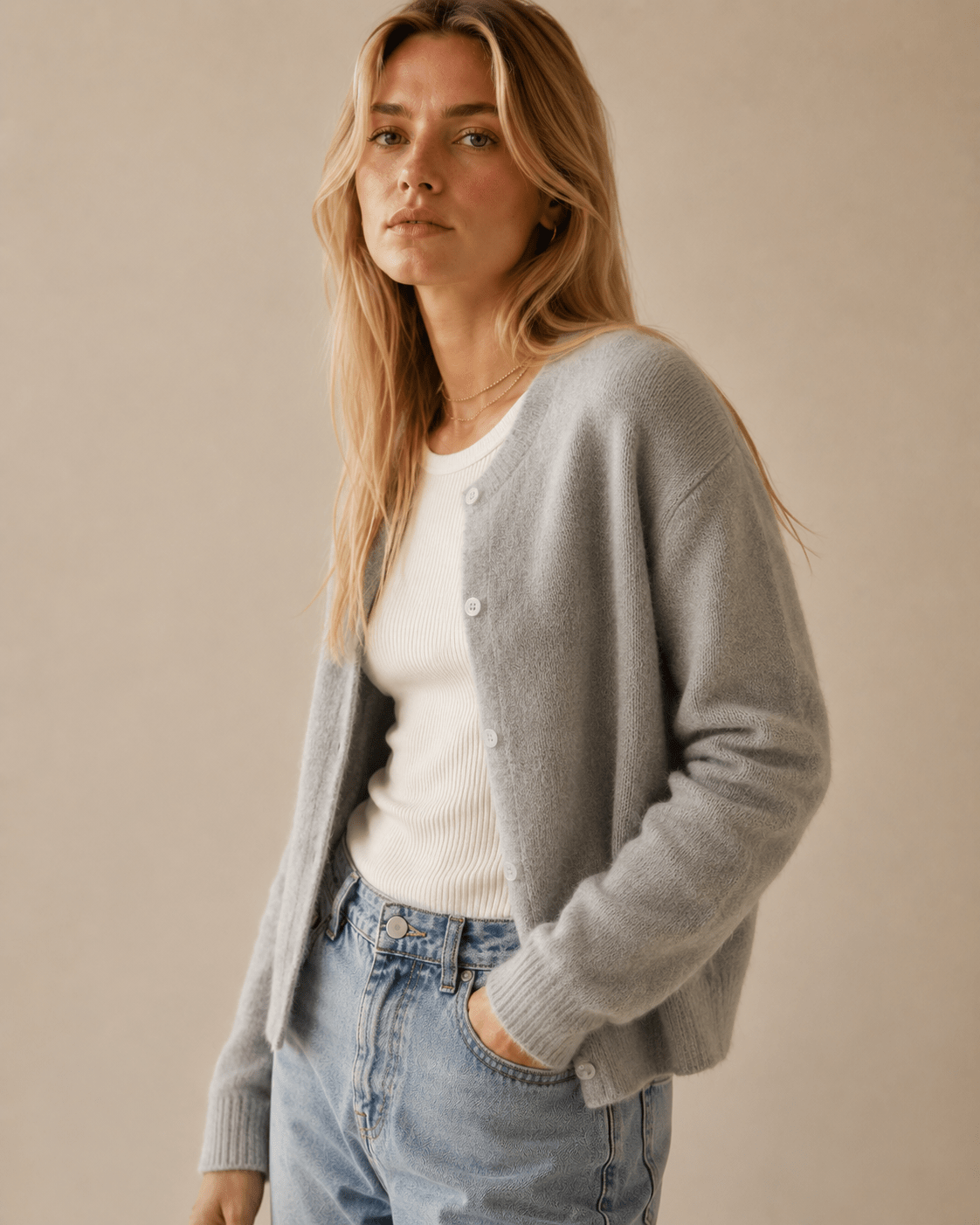 Cardigan for Women – Ribbed Knit with Button Front and Crew Neck - We are MFEO