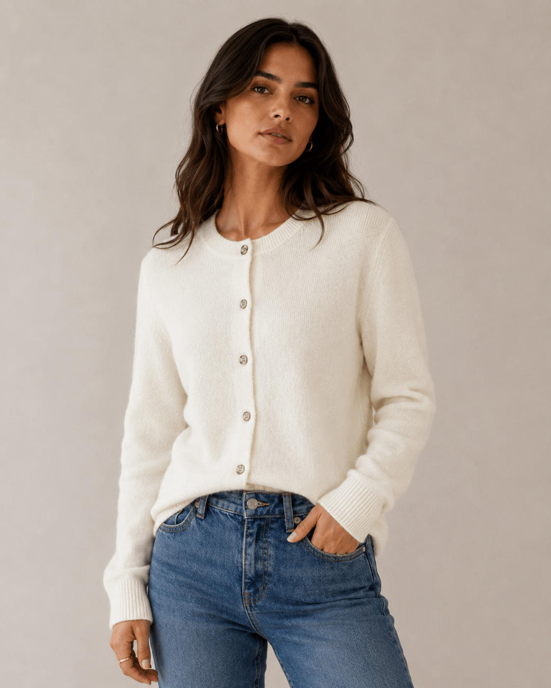 Cashmere Cardigan for Women – Fitted Round Neck with Button Front - We are MFEO