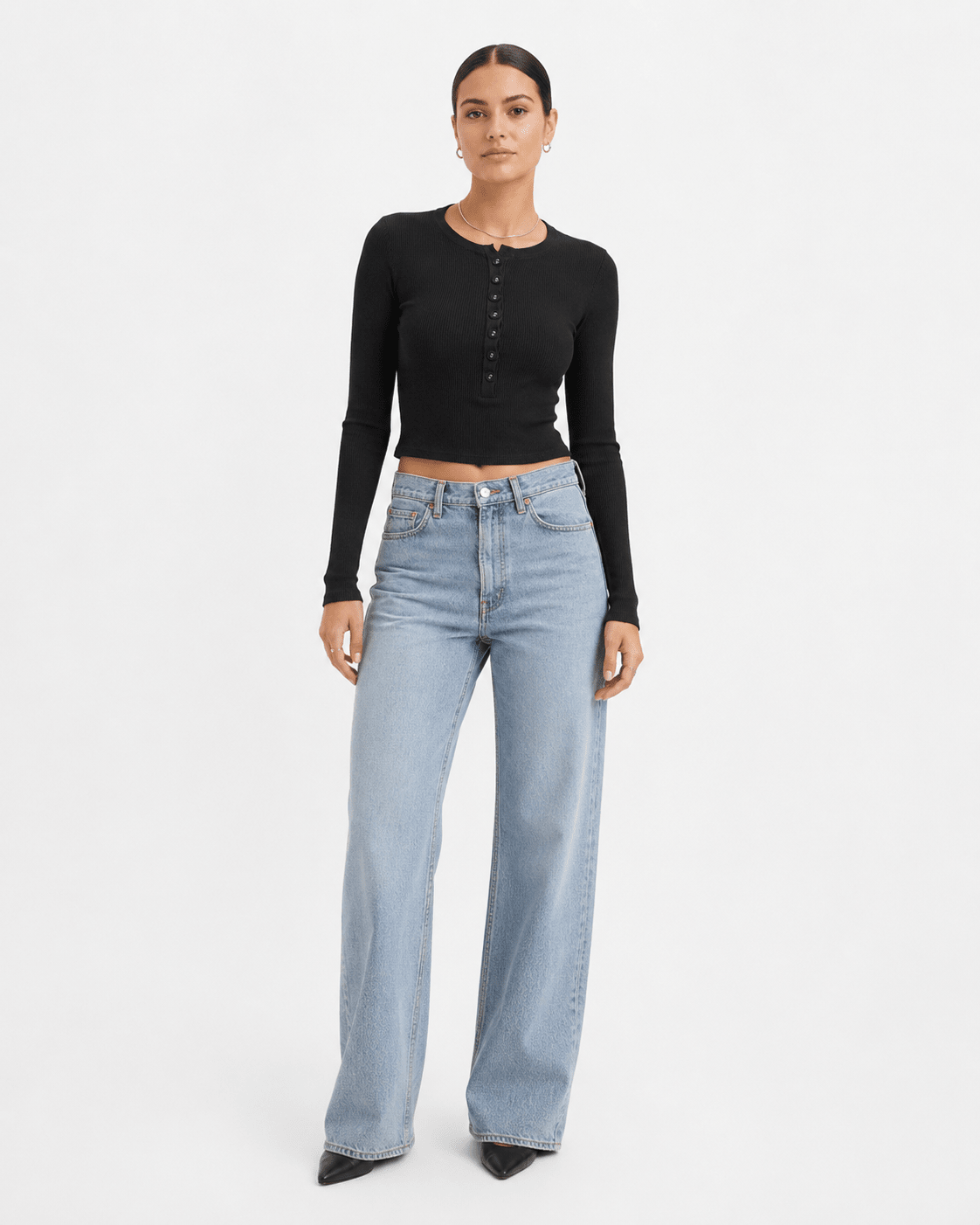 Long Sleeve Crop Top for Women – Ribbed Button Down Casual Shirt for Layering - We are MFEO