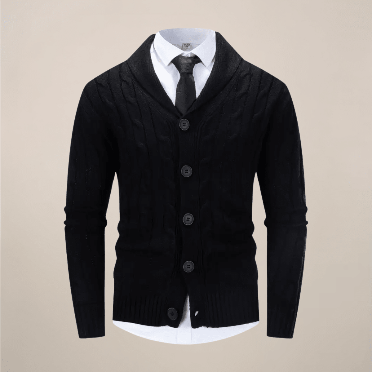 Men's Cable Knit Cardigan – Shawl Collar Sweater for Smart Casual Winter Layering - We are MFEO