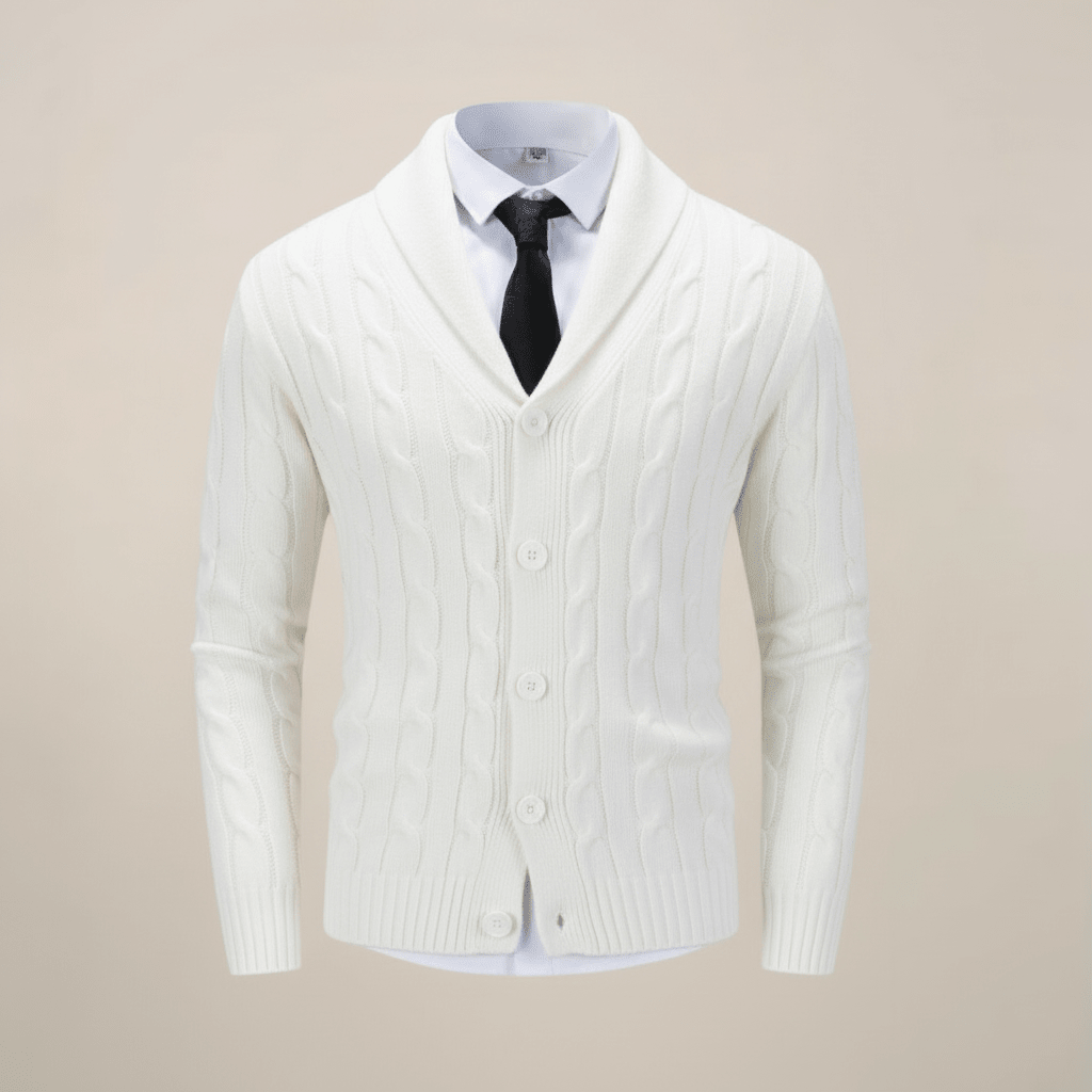 Men's Cable Knit Cardigan – Shawl Collar Sweater for Smart Casual Winter Layering - We are MFEO