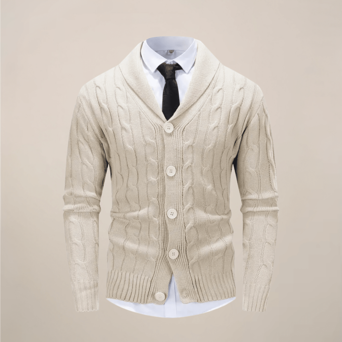 Men's Cable Knit Cardigan – Shawl Collar Sweater for Smart Casual Winter Layering - We are MFEO