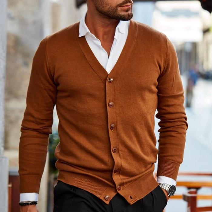 Men's Cardigan Sweater – Slim Fit V - Neck for Autumn and Winter Smart Casual Wear - We are MFEO
