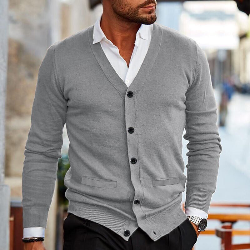 Men's Cardigan Sweater – Slim Fit V - Neck for Autumn and Winter Smart Casual Wear - We are MFEO