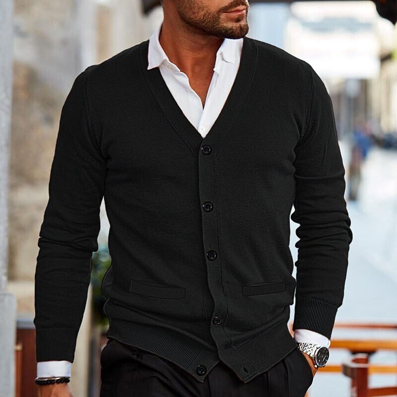 Men's Cardigan Sweater – Slim Fit V - Neck for Autumn and Winter Smart Casual Wear - We are MFEO