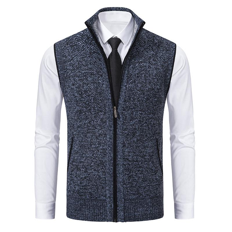 Men's Gilet for Autumn – Zip Knit Mock Neck Sweater Vest with Zipped Side Pockets - We are MFEO