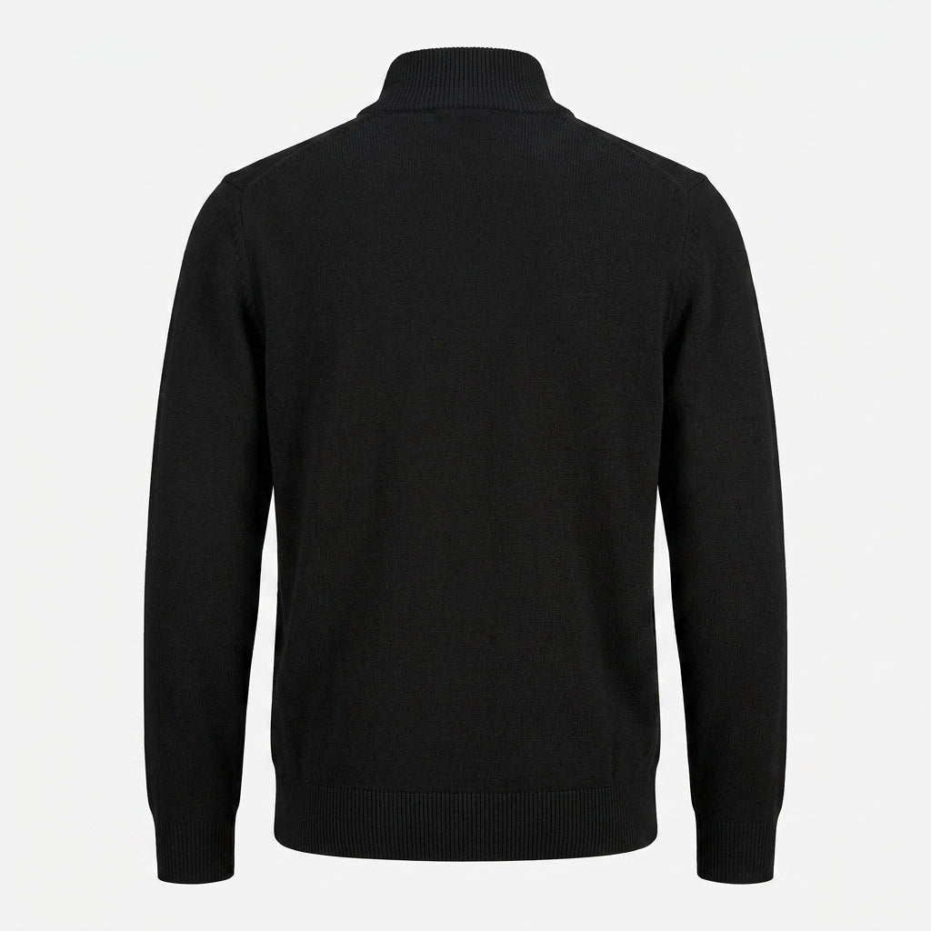 Men's Half Zip Jumper – Stand Collar Knitwear, Ribbed Cuffs and Hem - We are MFEO