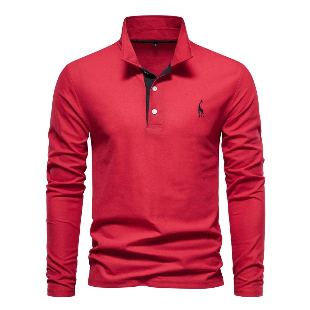 Men's Long Sleeve Polo Shirt – Structured Collar with Button Placket, Soft Cotton Blend - We are MFEO